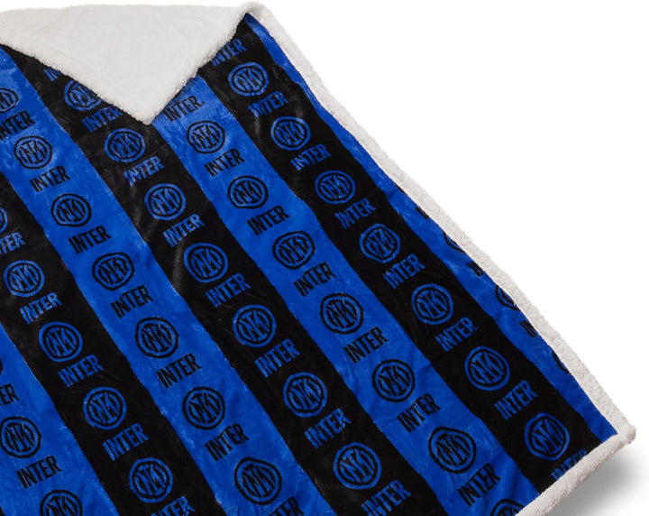 INTER – Coperta Sherpa / Plaid in Agnellato Sintetico, 130 x 160 cm, Prodotto Ufficiale F.C.