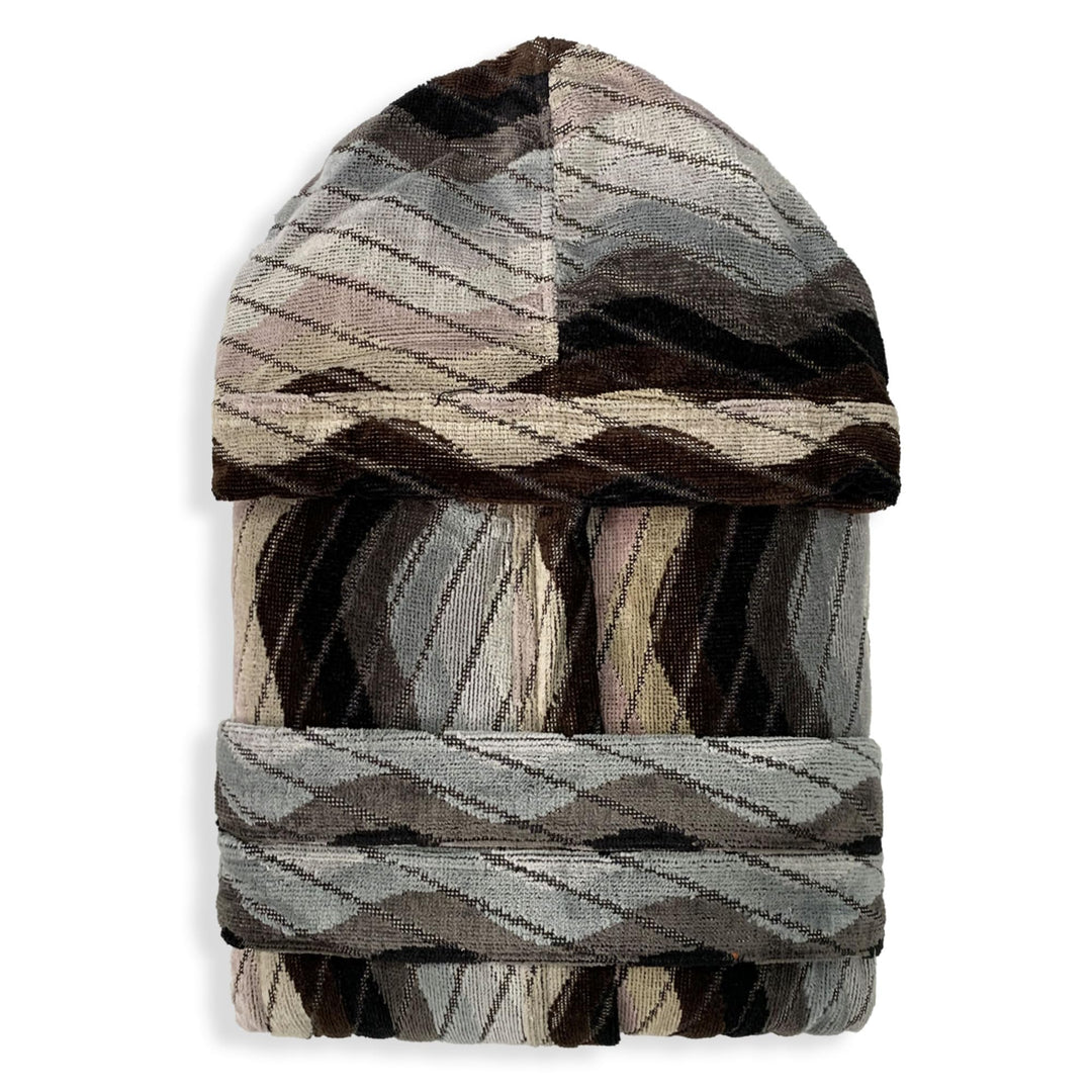 SOMMARUGA Accappatoio unisex in spugna velour cinigliato con cappuccio