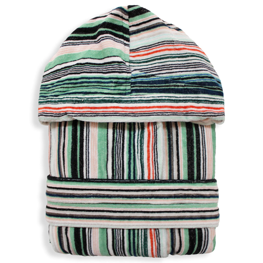 SOMMARUGA Accappatoio unisex in spugna velour cinigliato con cappuccio