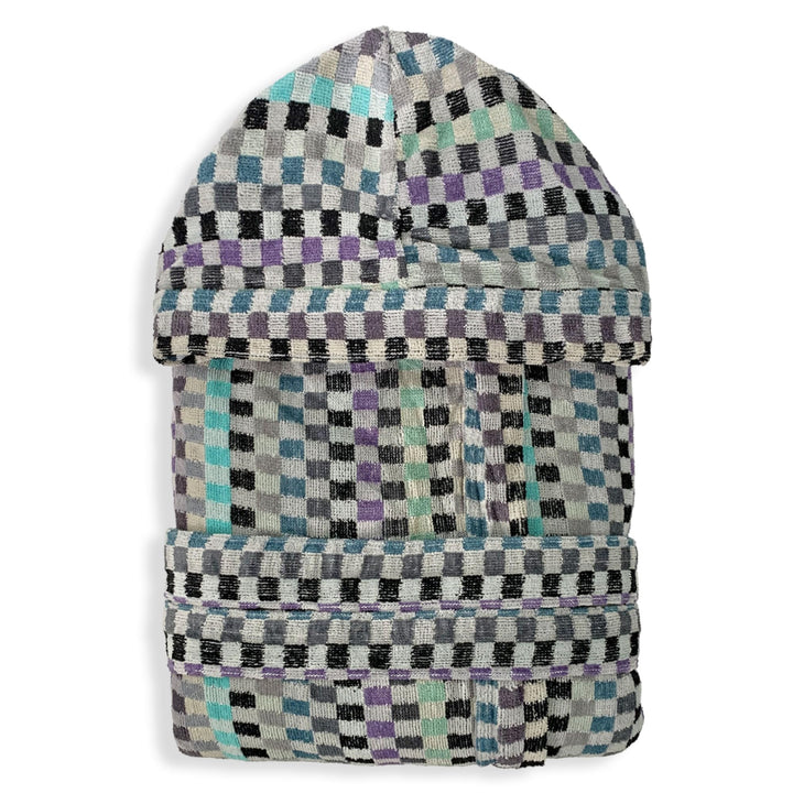 SOMMARUGA Accappatoio unisex in spugna velour cinigliato con cappuccio