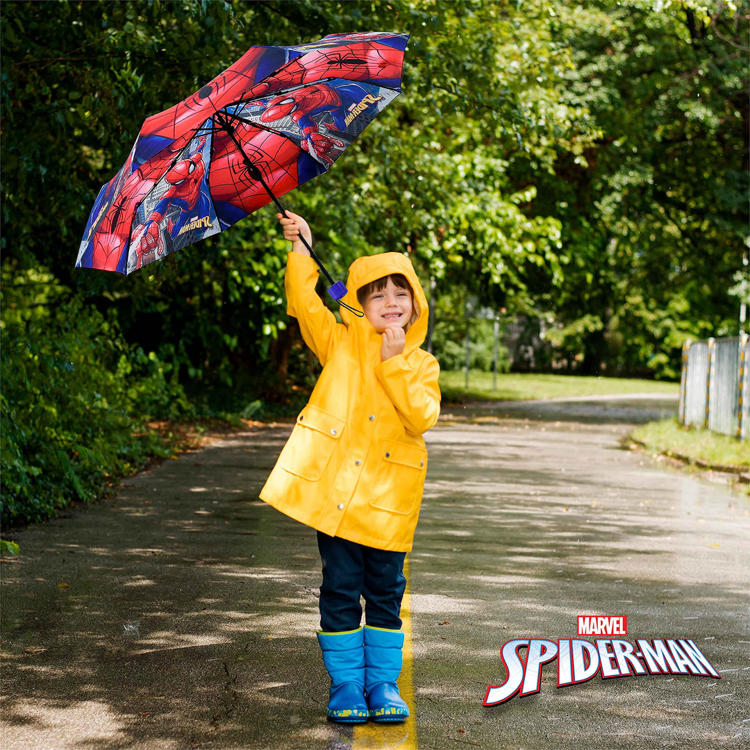 PERLETTI Ombrello Compatto e Antivento per Borsa SPIDER-MAN