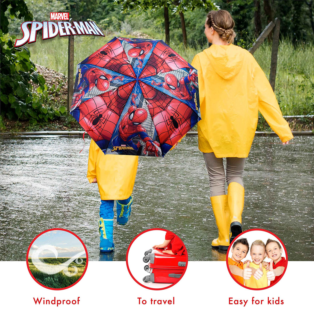 PERLETTI Ombrello Compatto e Antivento per Borsa SPIDER-MAN