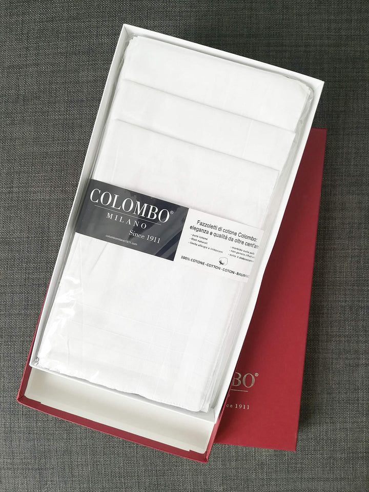 COLOMBO – 12 Fazzoletti da Uomo Bianchi/Colorati in Finissimo Cotone 100% Art. RENO