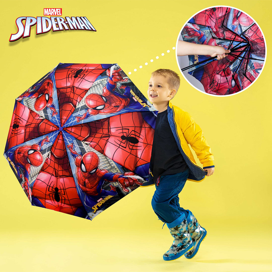 PERLETTI Ombrello Compatto e Antivento per Borsa SPIDER-MAN