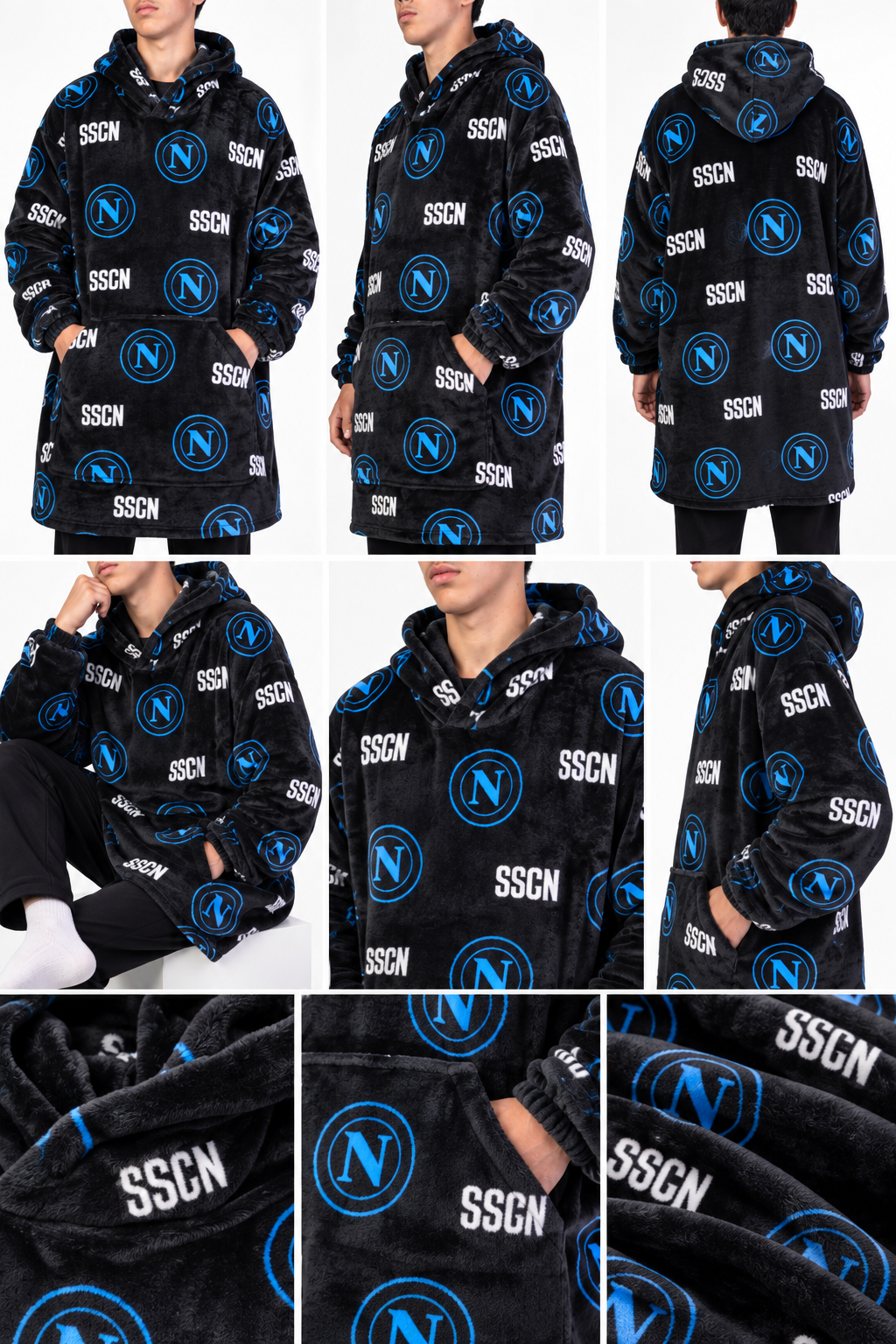 SSC NAPOLI Poncho Coperta con Maniche e Cappuccio