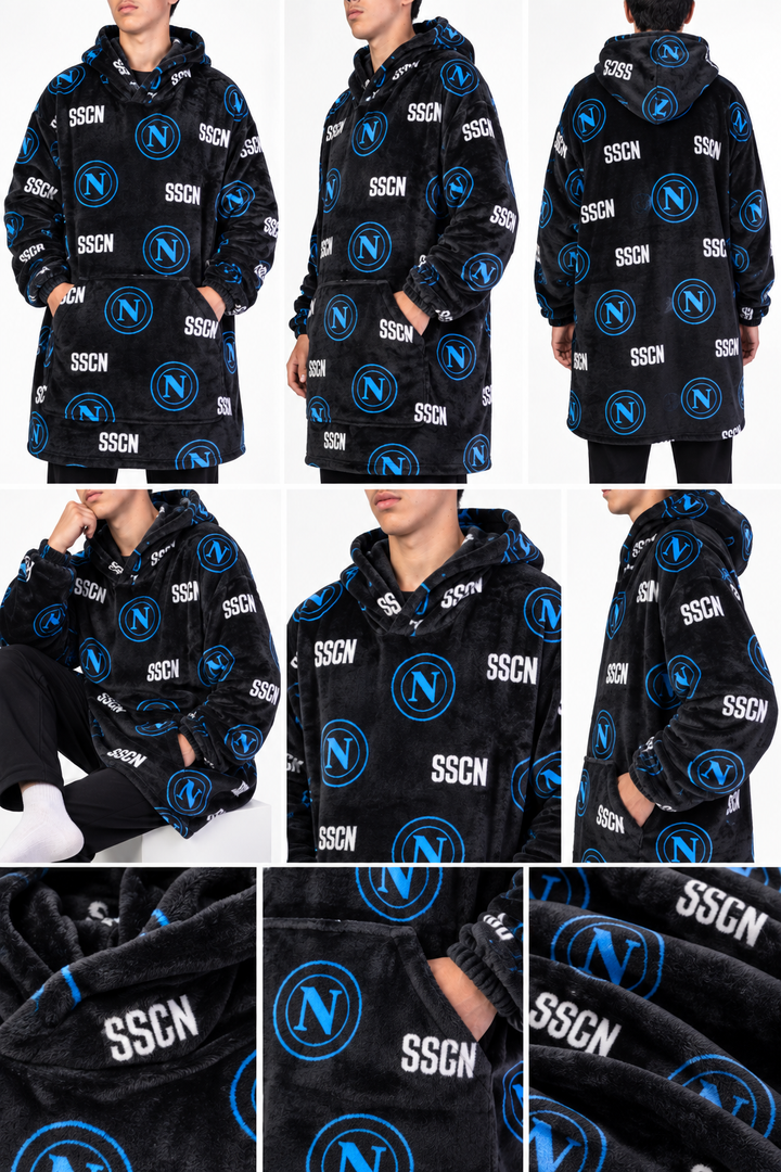 SSC NAPOLI Poncho Coperta con Maniche e Cappuccio