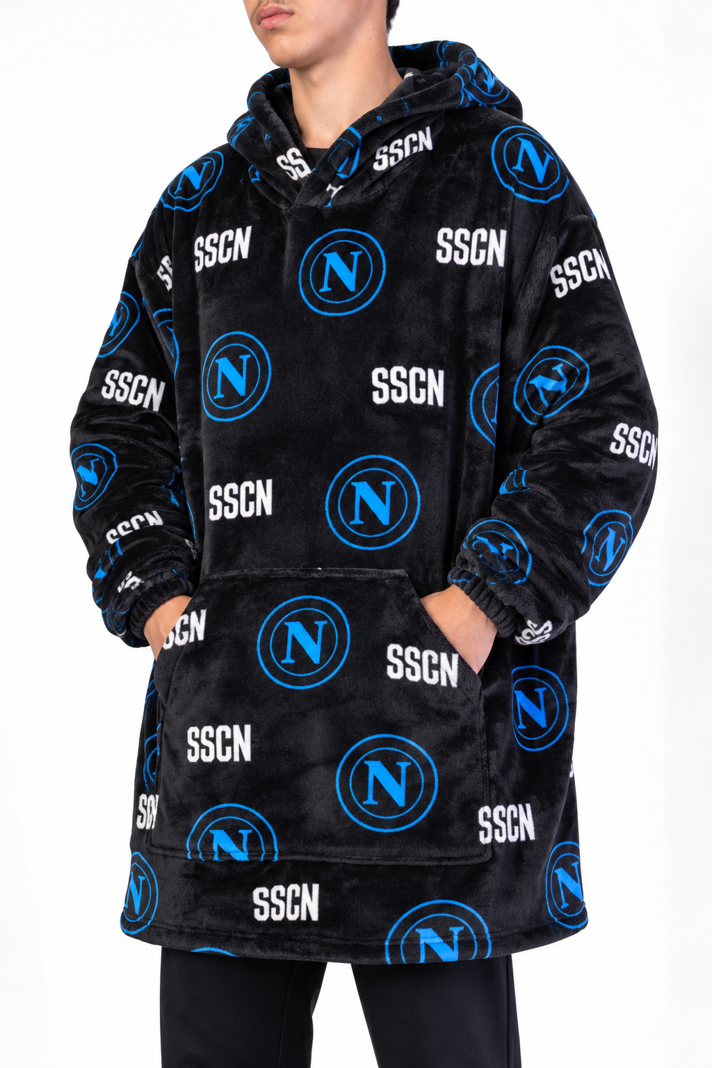 SSC NAPOLI Poncho Coperta con Maniche e Cappuccio