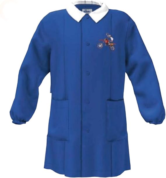 SIGGI Grembiule elementare Bambino BLU con Ricamo o semplice e Zip ricamato