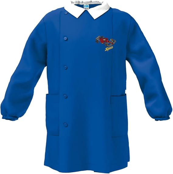 SIGGI Grembiule elementare Bambino BLU con Ricamo o semplice e Zip ricamato