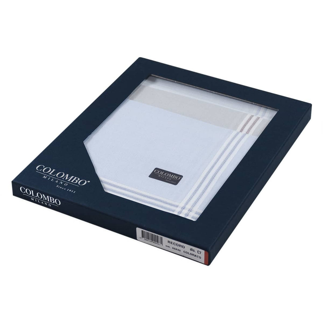 COLOMBO 12 Fazzoletti da Uomo in Puro Cotone 43 x 43 cm – Confezione Regalo Art. RECORD