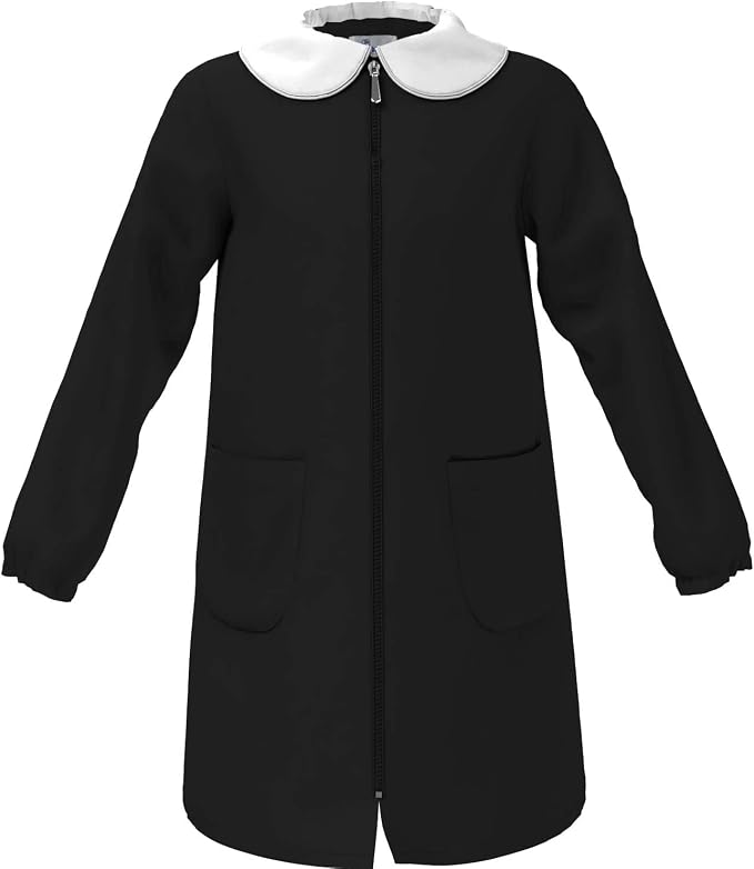 SIGGI Grembiule elementare Bambina NERO senza Ricamo con ZIP