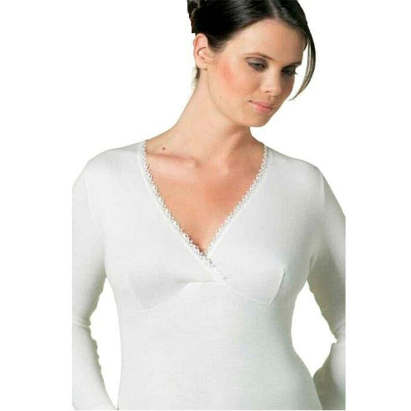 NOTTINGHAM 3 Maglia Donna Manica Lunga in Lana e Cotone con Pizzo art. TL23W