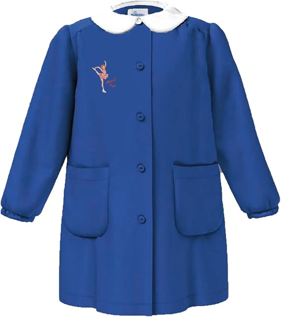 SIGGI Grembiule elementare Bambina BLU con Ricamo o semplice e Zip ricamato