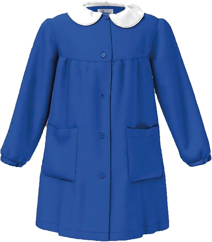 SIGGI Grembiule elementare Bambina BLU con Ricamo o semplice e Zip ricamato