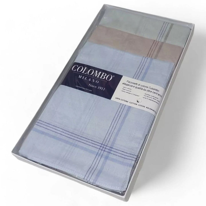 COLOMBO 12 Fazzoletti da Uomo in Puro Cotone 40 x 40 cm – Confezione Regalo Art. QUADRIFOGLIO