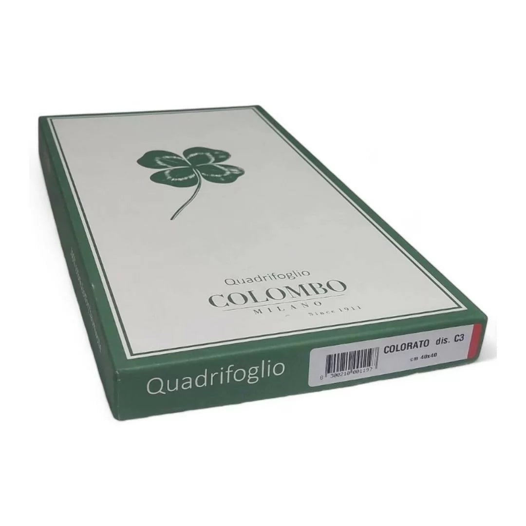COLOMBO 12 Fazzoletti da Uomo in Puro Cotone 40 x 40 cm – Confezione Regalo Art. QUADRIFOGLIO