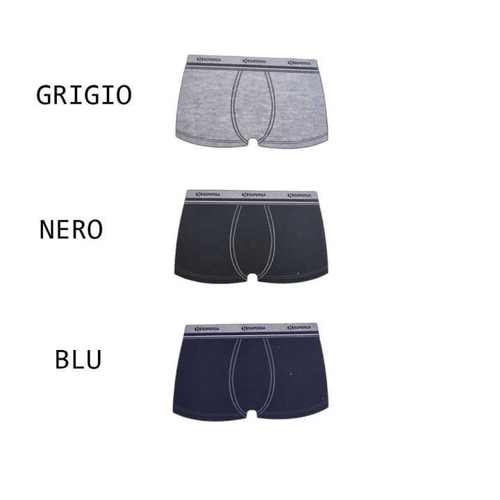SUPERGA, 6 Paia di Boxer Uomo in Cotone Elasticizzato Art. 457