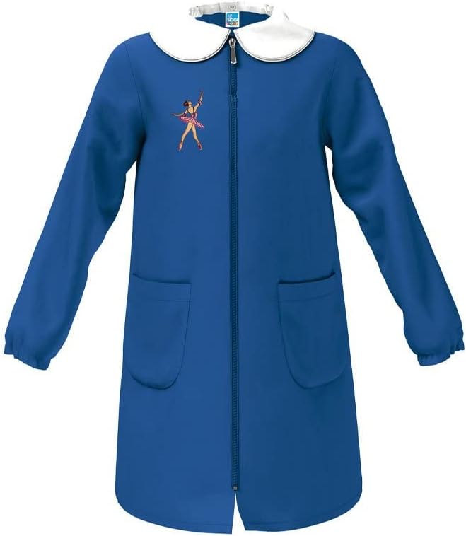 SIGGI Grembiule elementare Bambina BLU con Ricamo o semplice e Zip ricamato