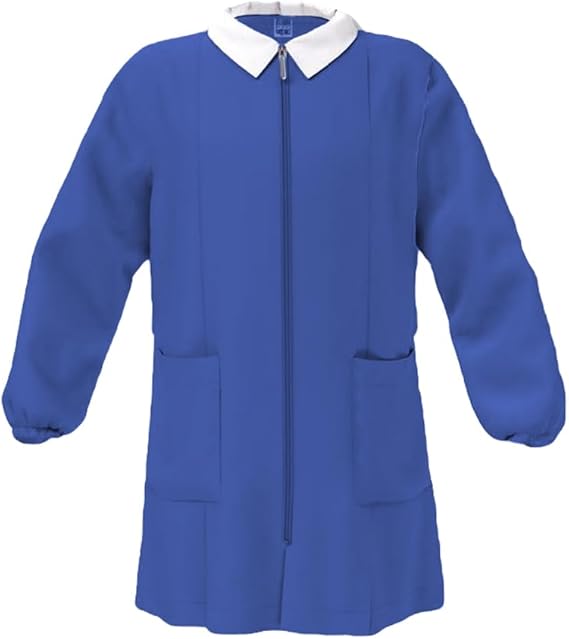 SIGGI Grembiule elementare Bambino BLU con Ricamo o semplice e Zip ricamato
